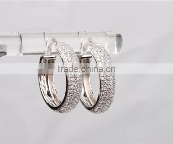 China Jewellery ss 925 Silver CZ Hoop Ring Type Earring Wholesale photo-2