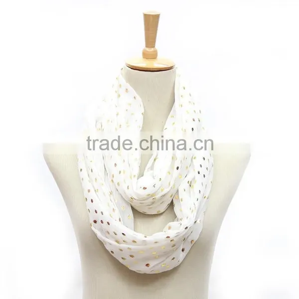 Fashion Women Hijab Shawl Polka Dot Gold Stamping Polyeter Viscose Scarf photo-2