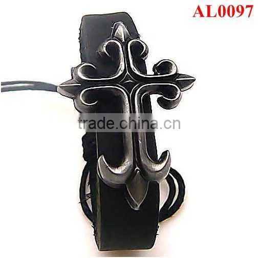Cool Unique Bracelet,new Genuine Leather Bracelet,cross Leather Jewelry AL0097