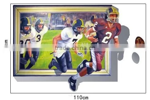 UV Printed 3D Sports Rugby Football Player Window Wall Sticker photo-3