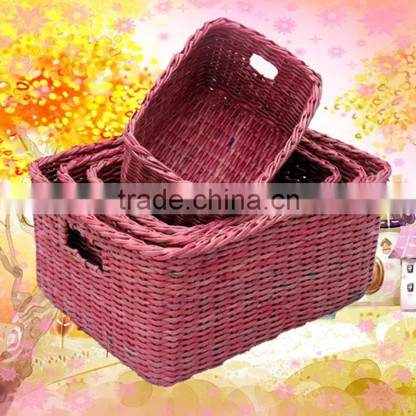 Color Newspaper Woven Basket / Sundries Storage Basket/ Box Packaging