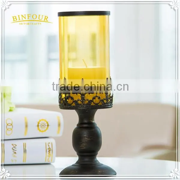 Morocco Bronze Candlestick Vintage Wrought Iron Glass Home Deco photo-5