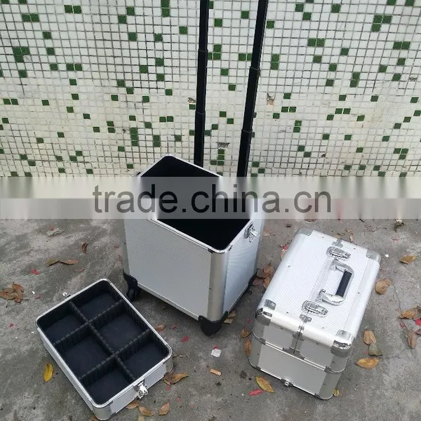 Professional Aluminum Trolley Rooling Make up Beauty Cosmetic Case photo-5