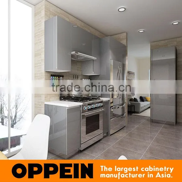 2016 Oppein New Design Grey Acrylic Finish Kitchen Cabinet photo-3