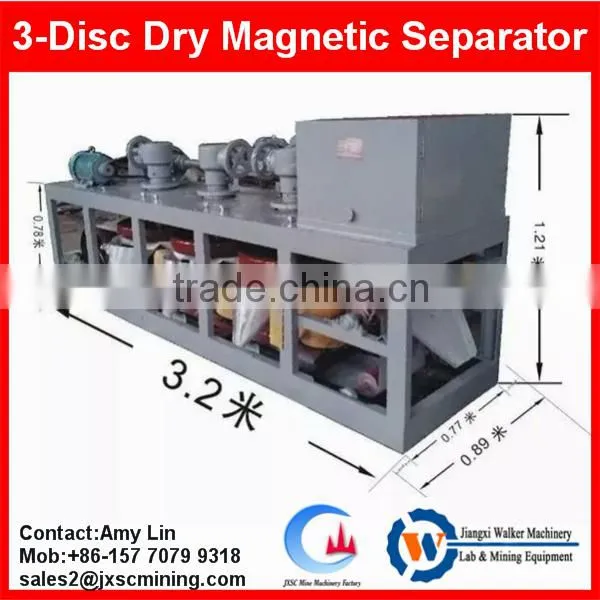 Tin/tungsten/coltan/iron Ore Enrichment Machine, 3pcs Disc Belt Type Dry Magnetic Separator