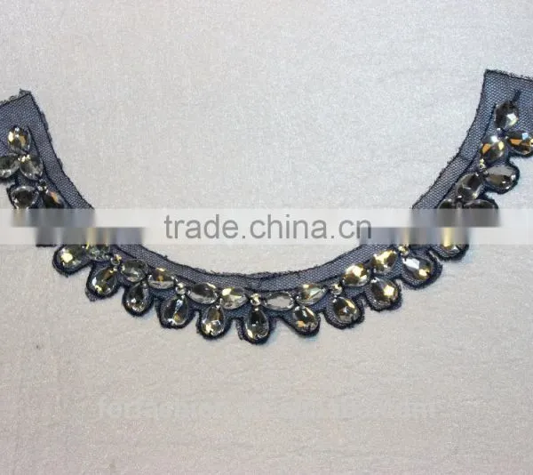 Acrylic Bead Embellishments Beaded Neck Trim Beaded Neck Patch
