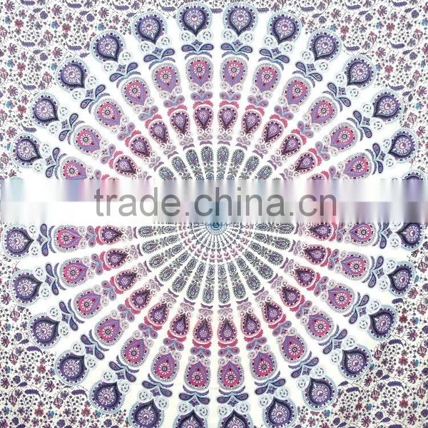 White Mandala Tapestry Bohemian Bedding Mandala Dorm Tapestry photo-3