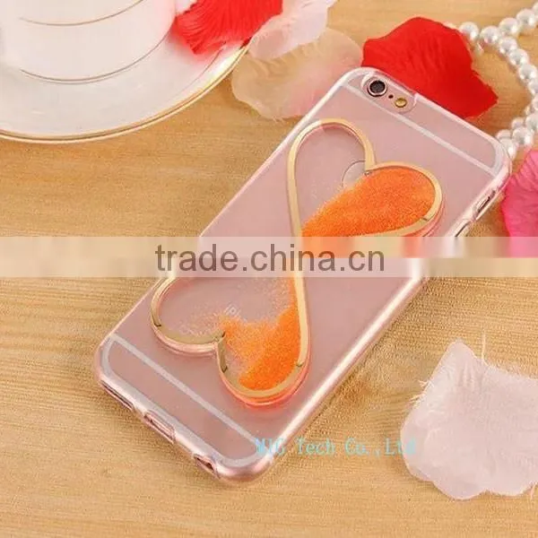 Fasion Designed 3D Heart-Shaped Quikcksand Cell Phone Case, Transparent Soft TPU Cover for Iphone 6/6s photo-2