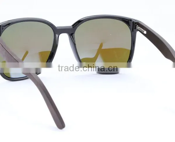JMP608 Plastic Frame Blue UV400 Lens Ebony Temple Wood Sunglasses photo-5
