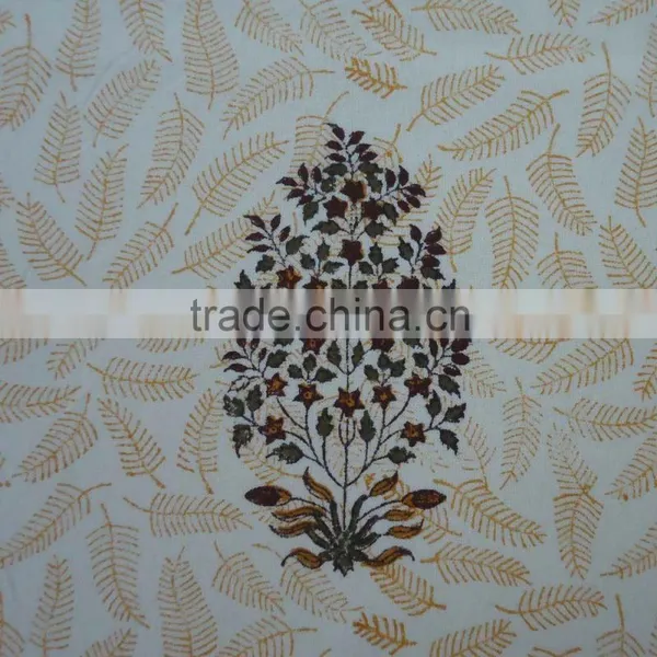 Square 150 x 150 Cms Fern Buta Hand Block Printed Tablecloth photo-2