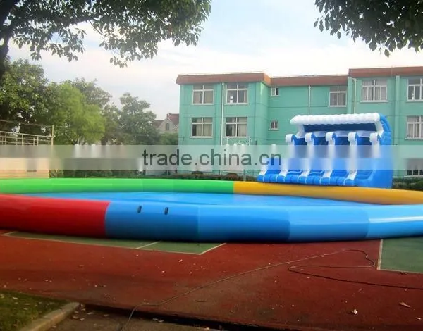 Inflatablewater Amusement Park Waterpark With Wave Slide in Stock photo-2