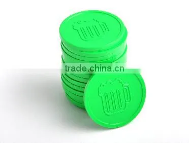 Embossed Plastic Token Coins in Stock - Light Green - Beer