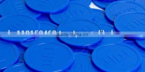 Embossed Plastic Token Coins in Stock - Blue - TUIT