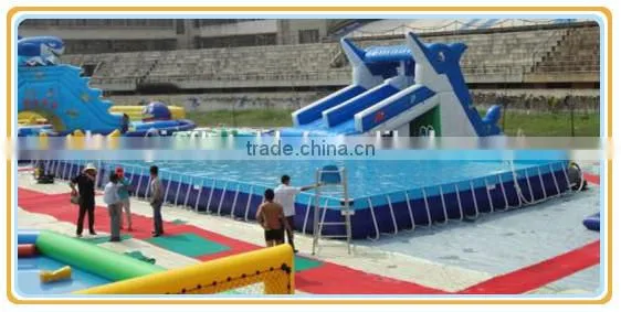 Commercial Grade Rectangular Metal Frame Swimming Pool With Inflatable Water Slides, Inflatable Deep Swimming Pool photo-3