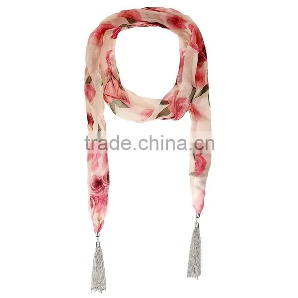 Fashion Romantic Rose Pattern Scarf,soft Polyster Scarf photo-2