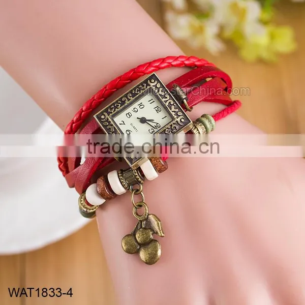 Vintage Green Faux Leather Ladies Bracelet Wrist Watch photo-3
