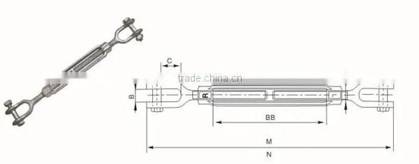 Rigging Hardware Wholesale US Type Metal Turnbuckle Jaw and Jaw photo-2