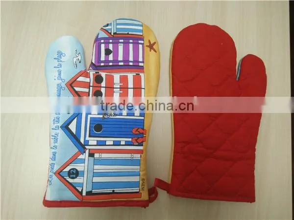 Custom Heat Resistant Glove Cotton Printed Kitchen Oven Mitts photo-2