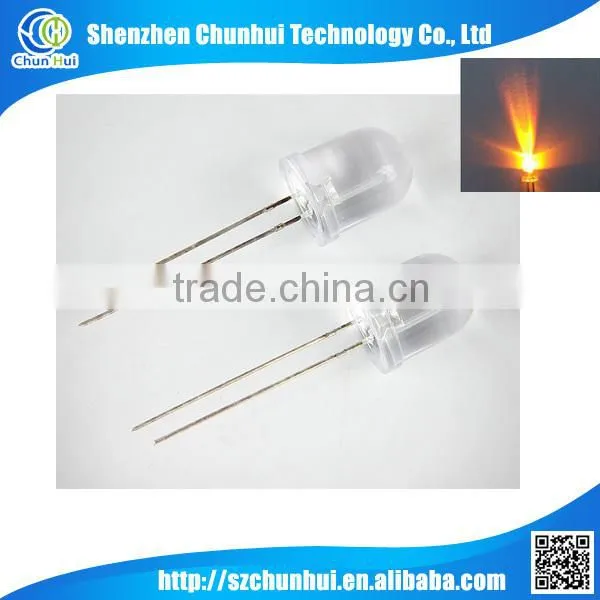 Round Head Water Clear Lens Yellow Led 10MM