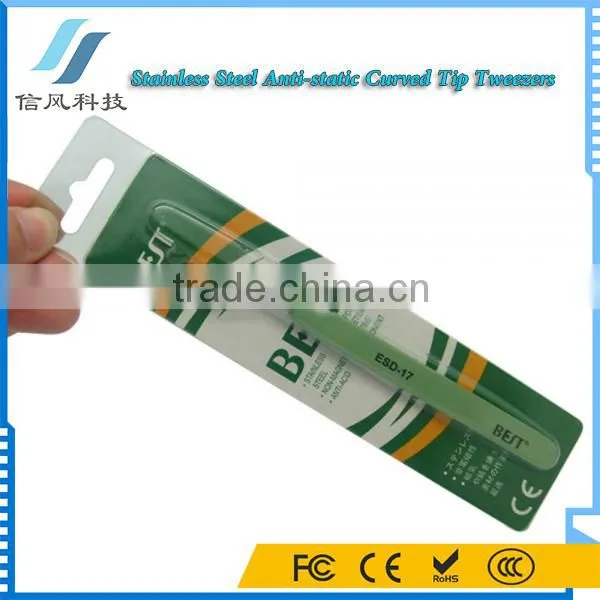 BST-EDS-17 Stainless Steel Anti-static Curved Tip Tweezers Curved Eyelash Extension Tweezers photo-3