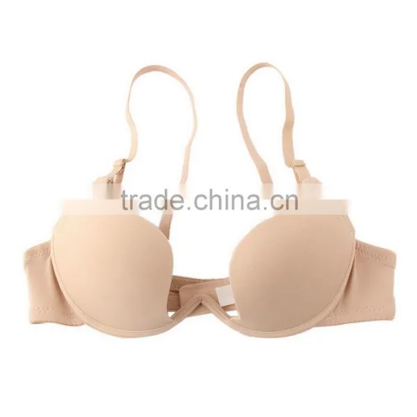 Sexy Ladies Deep U-Shaped Ultra-Low-Cut Halter Convertible Multi-Way Push Up Bra photo-2