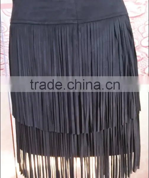Popular Design Fringes Tassel Lace Sexy PU Skirts China Factory Wholesale photo-2