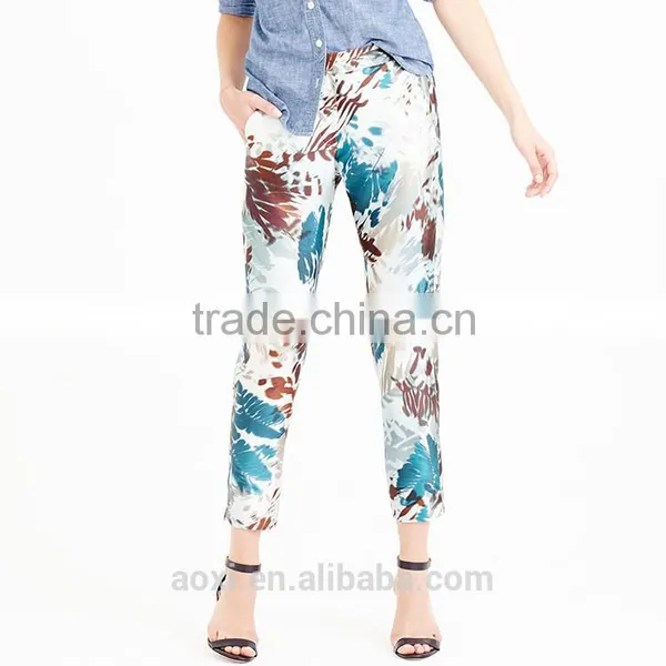 Fashion Design Elastic Waist Straight Pattern Fancy Print Girls Casual Long Pants photo-3
