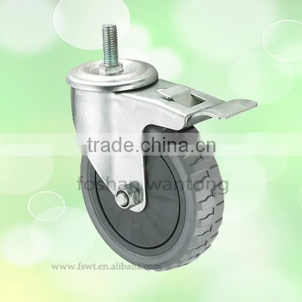 Red Polyurethane Hardware Wheel 125mm Top Plate Swivel Casters photo-5