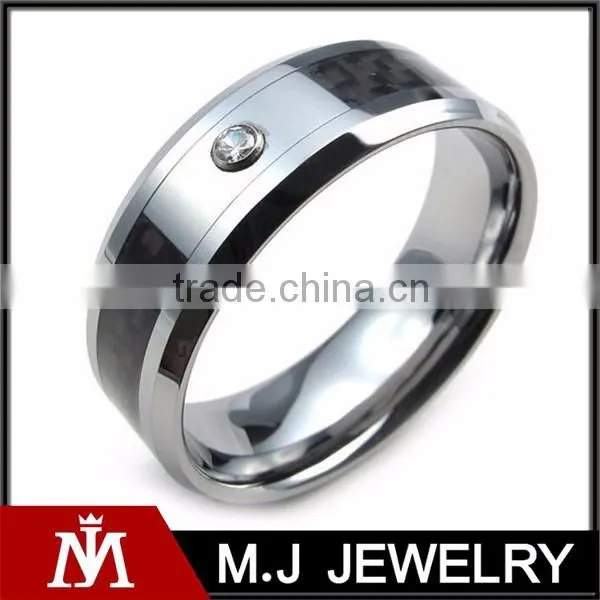 Fashion Men's Jewelry Tungsten Ring With Crystal Rhinestone