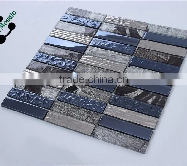 SMJ09 Blue Strip Mosaic Interior House Bathroom Mosaic Decoration Art Mosaic photo-4