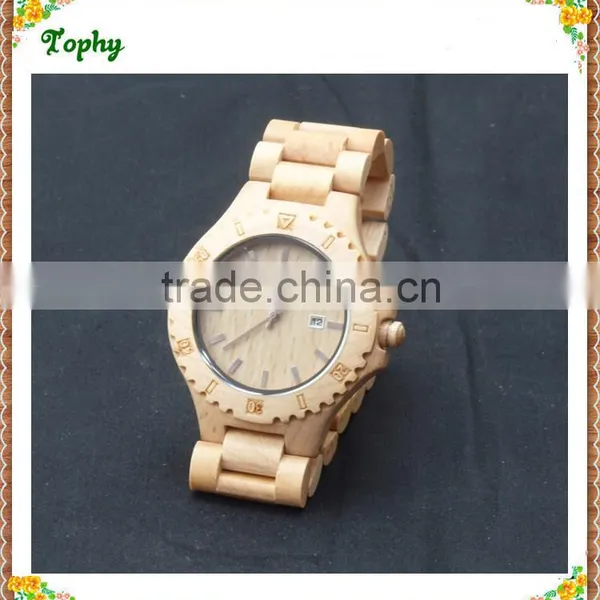 2016 High-End Handmade Auto Date Custom Logo Shape Printed Bangle OEM Watches Women Wood