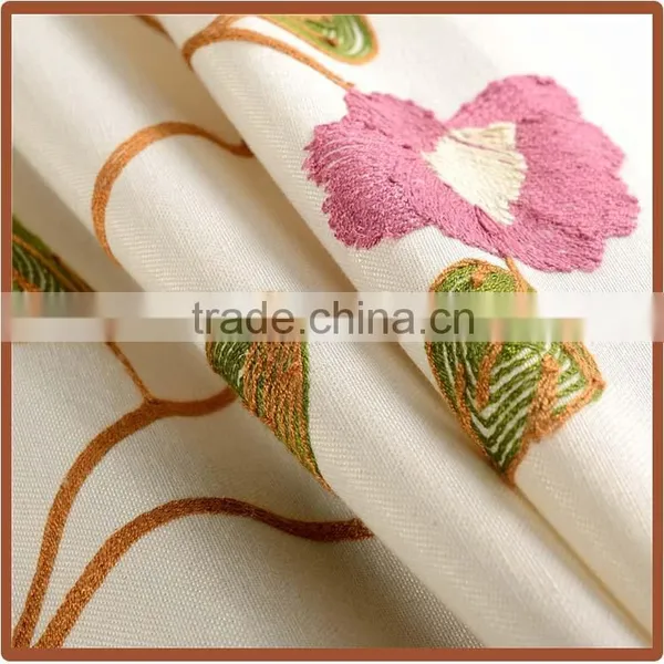 Custom Made Floral Design Polycotton Material Embroidery Curtain Drapery Fabric Wholesale photo-5
