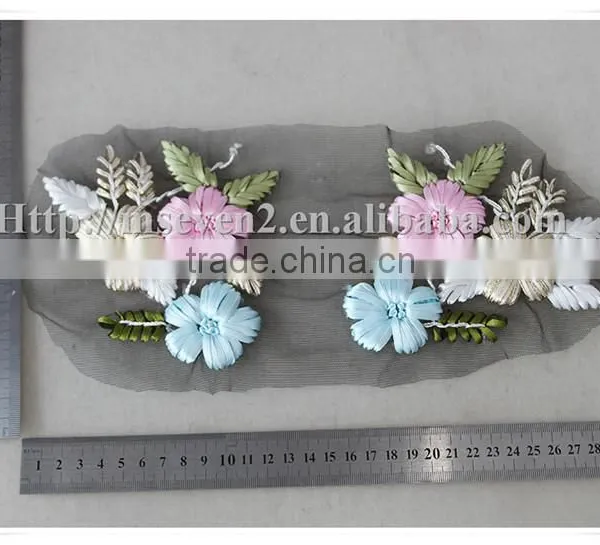 New Selling Trendy Style Fashion Colorful Satin Ribbon Crochet Flower Applique photo-3