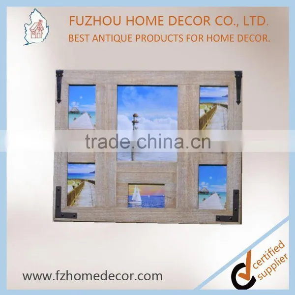 2017 Hot Sell Vintage Wooden Resin Photo Frame With Multi Opening for Family photo-6