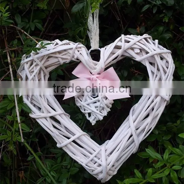 Hanging Wicker Heart for Wedding Party Decoration With Gingham Ribbon photo-2