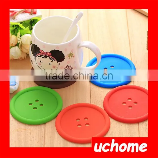 UCHOME 2016 New Colorful Button Shape Silicone Cup Mat/Coaster photo-4