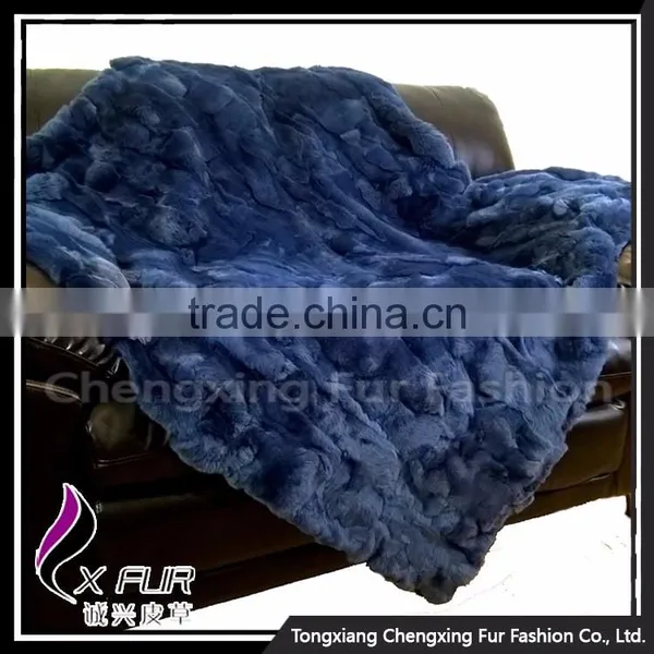CX-D-66G Genuine Rex Rabbit Fur Natural Color Decorative Blanket Home Fur Rug photo-6