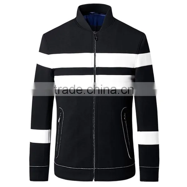 Color Block Fleece Men's Jacket Full Zipper up Bomber Jacket for Man photo-4