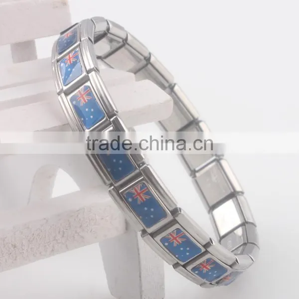Turkey Flag Charms Bangle Elastic Stainless Steel Charms Bracelets Diy Turkey Country Flag Bracelet Stretch photo-3