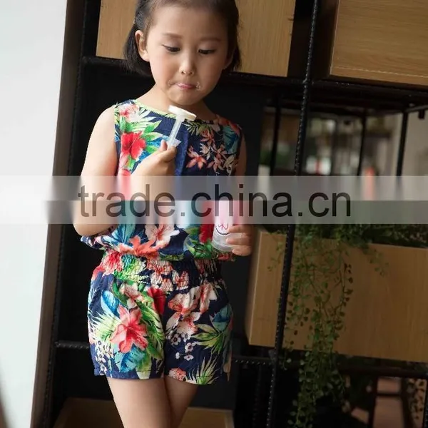 Fashion Girl Sleeveless Blouse and Panty Set 100% Viscose Blouse Set for Baby Girl Printed Flower Dress Vacation Cloth Set