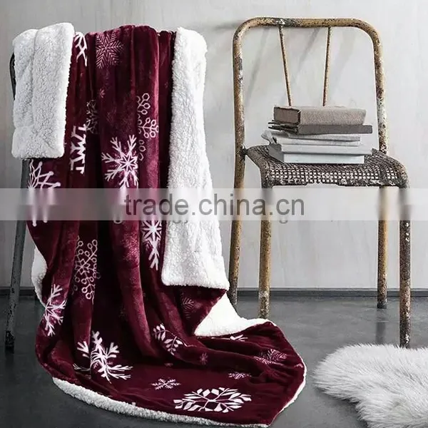 100% Polyester Bed Sheet Set Comfy Crochet Knit Christmas Print Throw Plush Fleece Blanket Korean Blanket for Home Textile photo-6