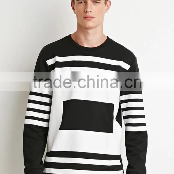 Wholesale Striped Box Print Sweatshirt Custom Design Men's Crew Neck Sweatshirt photo-5