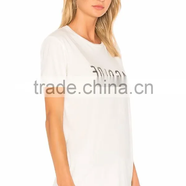 Guangzhou Best-Selling New Design Summer Casual 160g 100% Cotton Short Sleeve O-Neck Women's Custom T Shirt Printing photo-3
