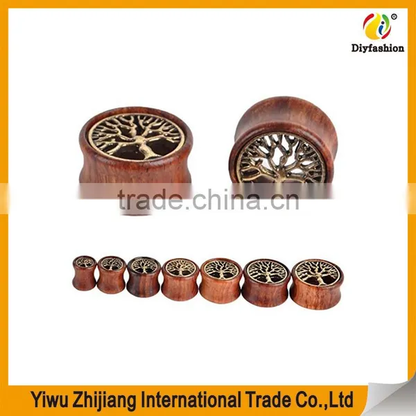 Oasis Plus Tree Of Life Oranic Wood Tunnels Double Flared Ear Stretcher Saddle Plugs Gauge photo-6