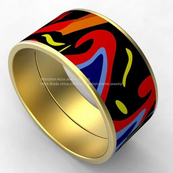 Colourful Titanium Bracelets 24k Gold Plated Enamel Bangles photo-2