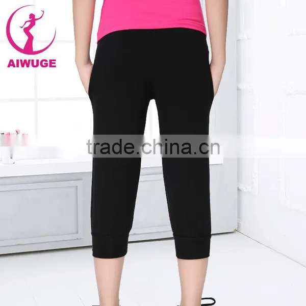 Gymnastics Casual Ballet Pants Black Cotton Girls Kids Capri Pants photo-3