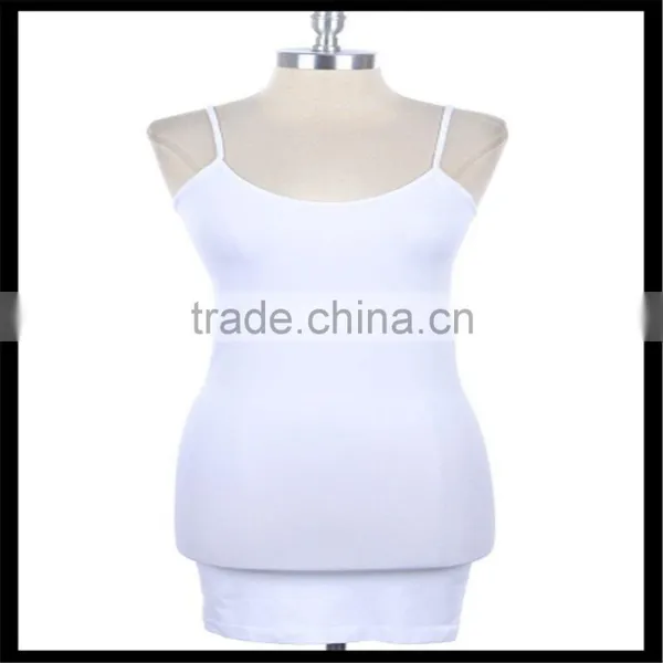 Extra Long Seamless Tunic Dress Slip Camisole Layering Tank Top White Color