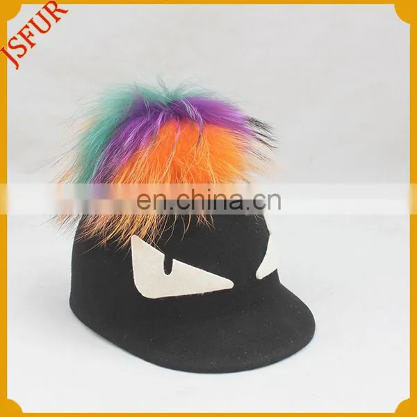 Colourful Pompom Kids White Eyes Raccoon Ball Fur Baseball