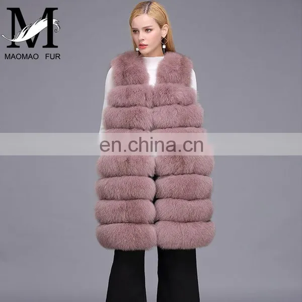 Ladies Wholesale Women Real Fox Fur Sleeveless Long Vest photo-4