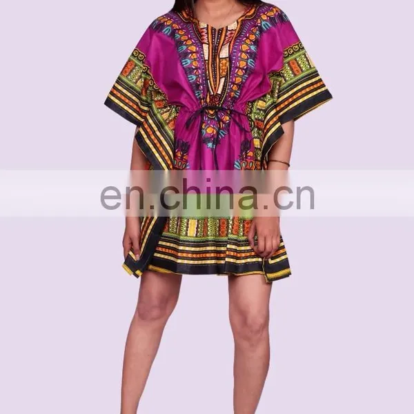 Indian Handmade Pink African Women's Dashiki Print Sun Dress Kaftan Hippie Maxi Gown Plus Size